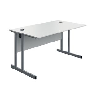 Twin Upright Desk 1400 White/Slv