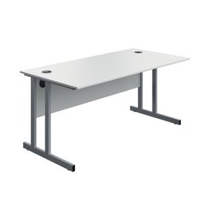 Twin Upright Desk 1600 White/Slv