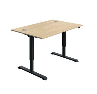 Sm Sit/Stand Desk 1200X800 Oak/Blk