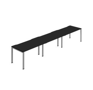3 Person Bench Desk 1600 Blk/Slv X3