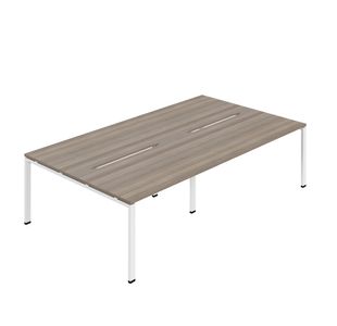 4 Per Back-Back Bench Desk Goak/Wht
