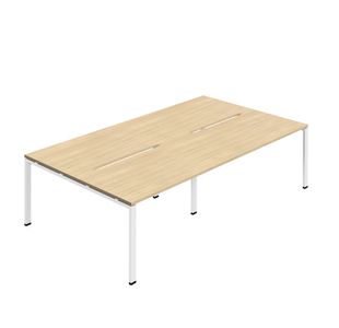 4 Per Back-Back Bench Desk Noak/Wht