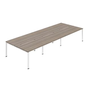 6 Per Back-Back Bench Desk Goak/Wht