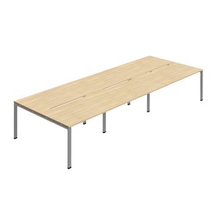 6 Per Back-Back Bench Desk Noak/Slv