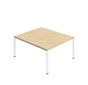 2 Per Back-Back Bench Desk Noak/Wht