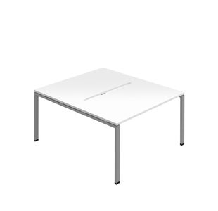 2 Per Back-Back Bench Desk Wht/Slv