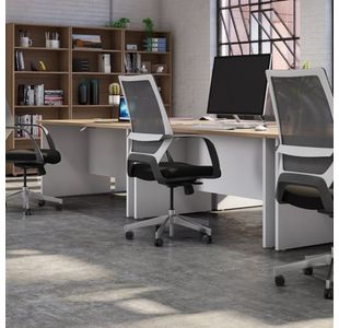 Jemini Rect Panel End Desk G/Oak/Wht