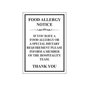 Food Allergy Sign Save Vnl 148X210