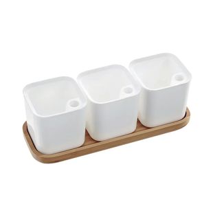 Eden Herb Self Water Pot X3 12Cm Wht