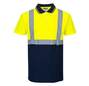 Hi-Vis Contrast Polo S/S Ylw/Navy S