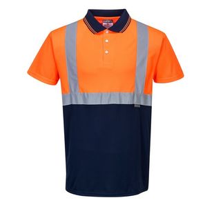 Hi-Vis Contrast Polo S/S Org/Navy M