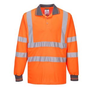 Hi-Vis Polo Shirt L/S Orange Xl