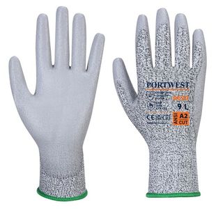 Lr Cut Pu Palm Glove Grey L Pk12