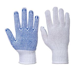 Polka Dot Glove Wht/Blu S Pk12