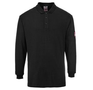 Fr Anti-Static L/S Polo Blk L