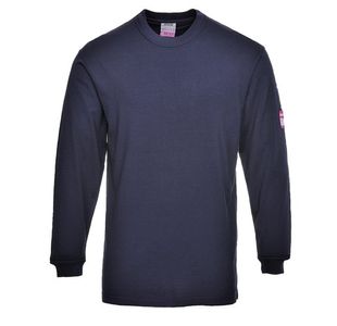 Fr Anti-Static L/S Tshirt Nvy 4Xl
