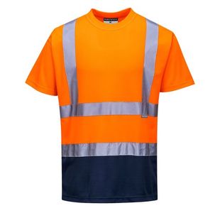 Hi-Vis Cont T-Shirt S/S Org/Navy M