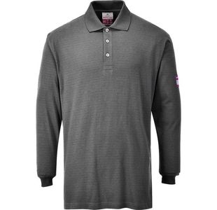 Fr Anti-Static L/S Polo Gry S