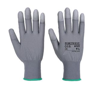 Pu Fingertip Glove Grey L Pk12