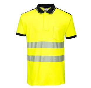 Pw3 Hi-Vis C/C Polo S/S Ylw/Blk L