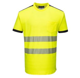 Pw3 Hivis C/C T-Shirt S/S Yw/Blk 4Xl