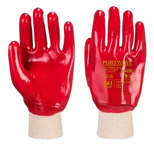 Pvc Knitwrist Red M Pk12