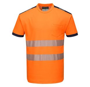Pw3 Hivis C/C Tshirt Ss Og/Nvy Xxxl