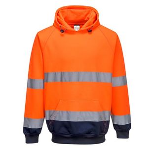 Hi-Vis Contrast Hoodie Org/Navy L