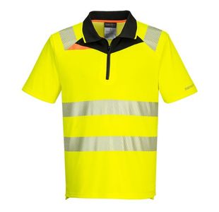 Dx4 Hi-Vis Zip Polo S/S Ylw/Blk Xl
