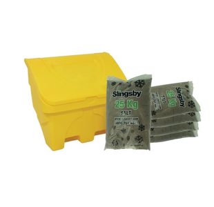 Salt Bin Ylw 130L + 5X25Kgs Brn Salt