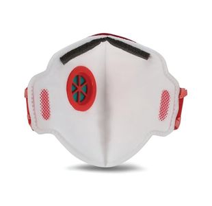 Disp Fold Flat Mask Wht/Red Pk10