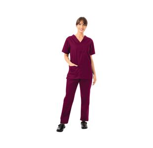 Unisex Scrub V-Neck Top Maroon Xl