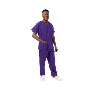 Unisex Scrub V-Neck Top Purple S