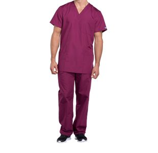 Prof V-Neck Scrub Top Wine Xl