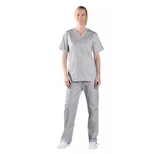 Unisex Scrub V-Neck Top Pale Gry M