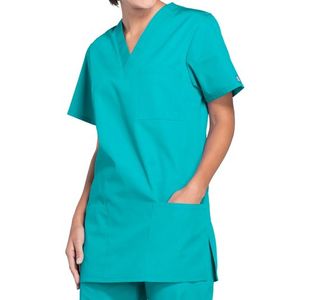 Prof V-Neck Scrub Top Teal Blue 3Xl