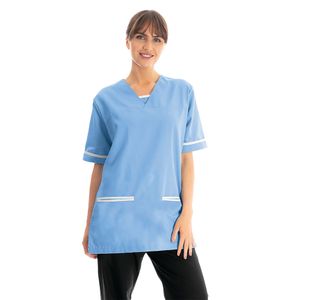 V-Neck Scrub Top Hosp Blue/White Xs
