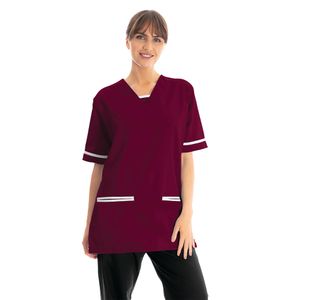 V-Neck Scrub Top Maroon/White L