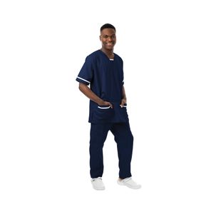 V-Neck Scrub Top Navy/White Xs