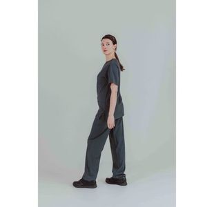 Eco Stretch Scrub Top Pewter M