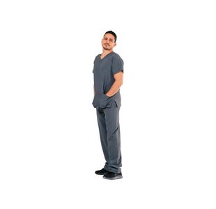 Eco Stretch Scrub Top Pewter Xxs