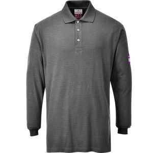Fr Anti-Static L/S Polo Gry S