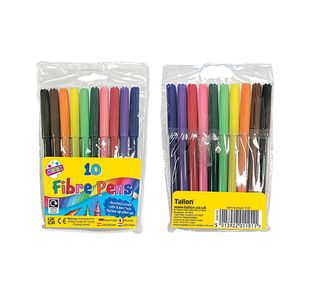 Fibre Colouring Pens Ast X10 Pk12