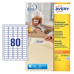 Avery Remv Lsr Lbls Wht 80L/Sht Bx25