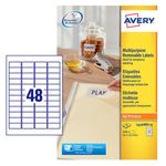 Avery Remv Lsr Lbls Wht 48L/Sht Bx25