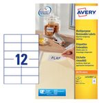 Avery Remv Lsr Lbls Wht 12L/Sht Bx25