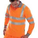 Hi Vis Polo Shirt Lng Sle Orange M
