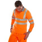 Hi Vis Polo Shirt Lng Sle Orange M