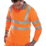 Hi Vis Polo Shirt Lng Sle Orange Lg