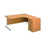 First 3Drw Desk High Pedestal Beech